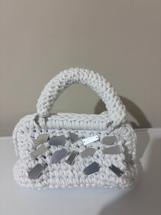 White clutch bag